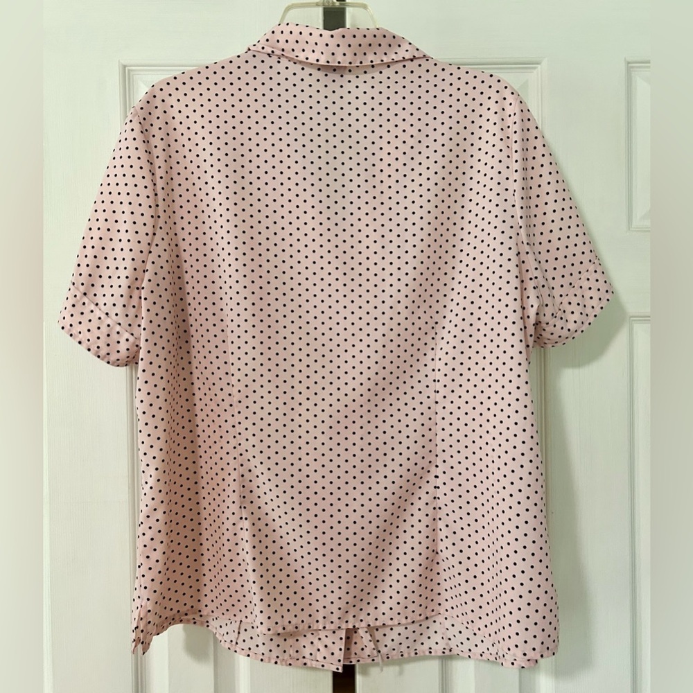 Vintage Blouse Notations pink/black polka dots woman size xlarge - Picture 2 of 4
